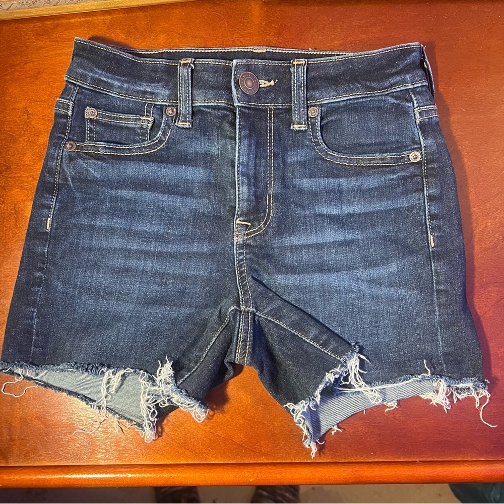 American Eagle Outfitters Dark Blue High Waist Denim Shorts